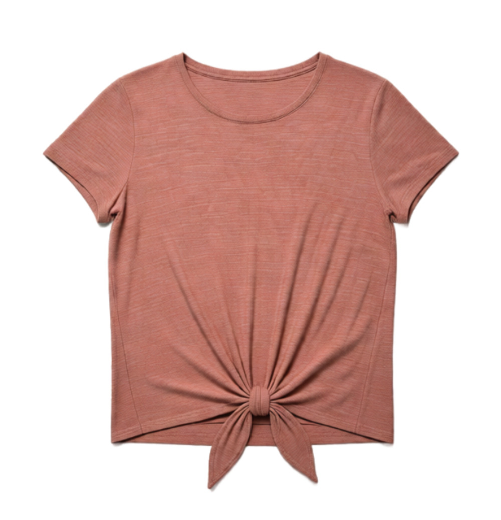 Madewell Textured Tie Front Top Mauve Pink Short Sleeve Cotton Small